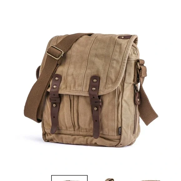 Gootium Canvas Crossbody Satchel Tan Messenger Bag Unisex